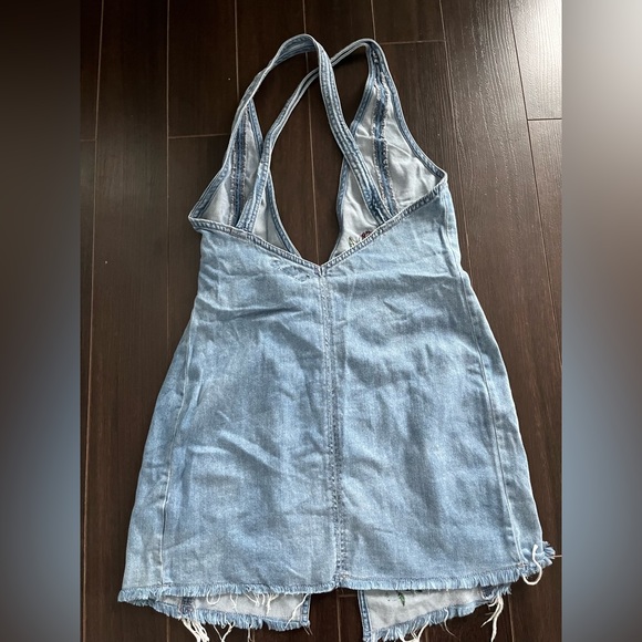 NWOT Embroidered Denim Wrap Dress - Picture 3 of 7